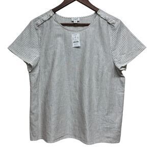 J.Crew Factory Striped Linen-Blend Button-Shoulder Shirt NWT Size M